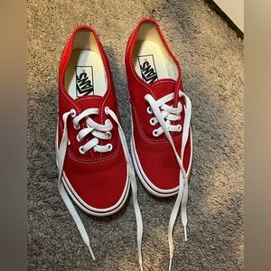 VANS Authentic Style Red Lace Up Canvas Shoes, Women’s 6.5